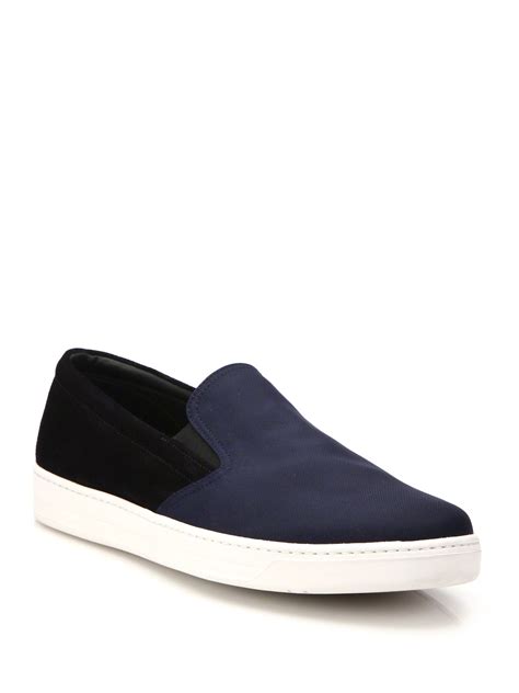 prada suede and nylon sneakers|prada men's slip on sneakers.